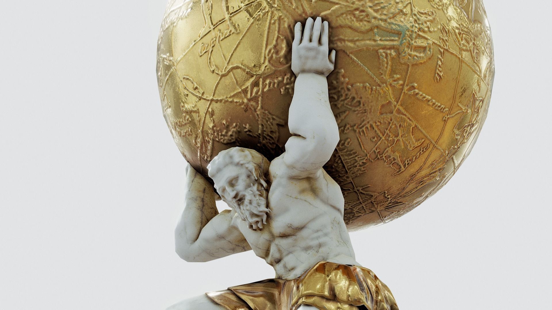 Atlas- man carrying sky Low-poly 3D model_8