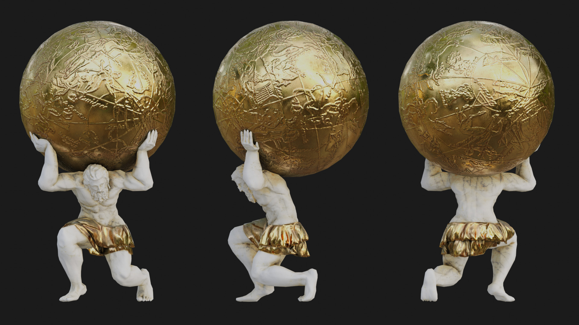 Atlas- man carrying sky Low-poly 3D model_3