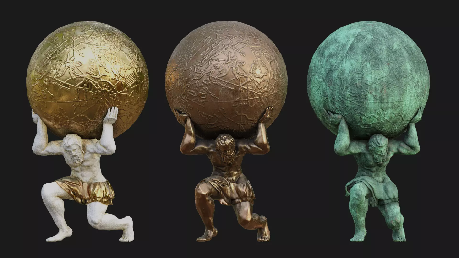 Atlas- man carrying sky Low-poly 3D model_0