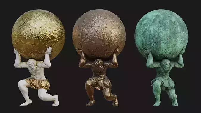 Atlas- man carrying sky Low-poly 3D model