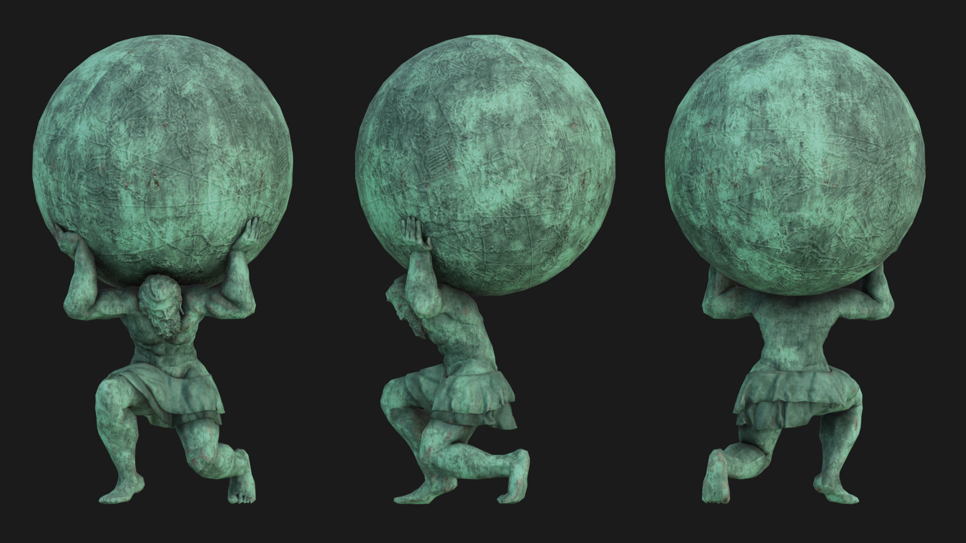 Atlas- man carrying sky Low-poly 3D model_2