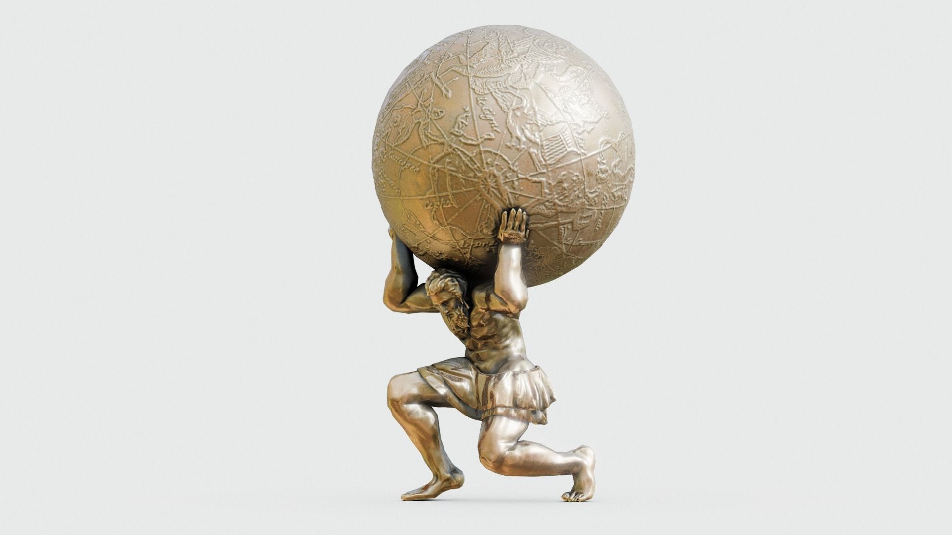 Atlas- man carrying sky Low-poly 3D model_9
