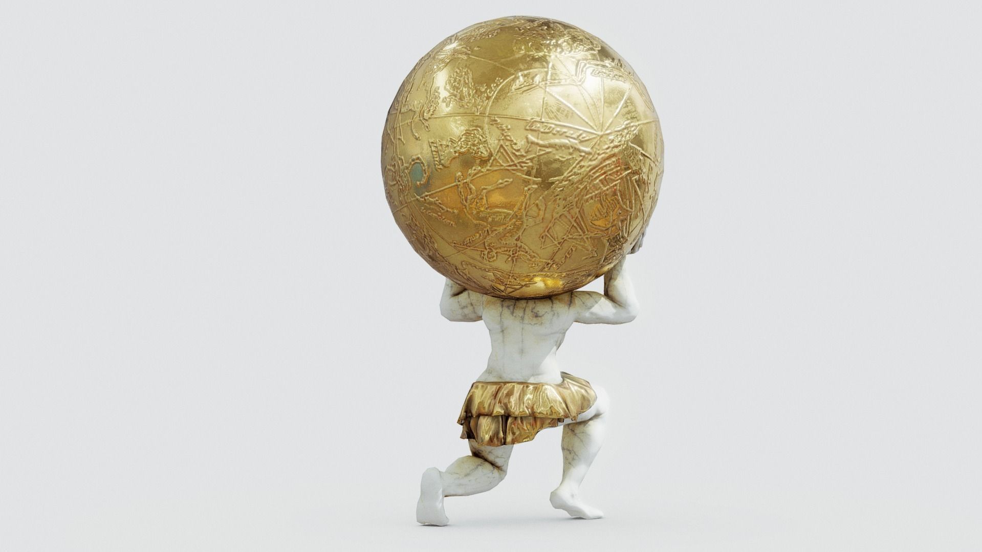 Atlas- man carrying sky Low-poly 3D model_7