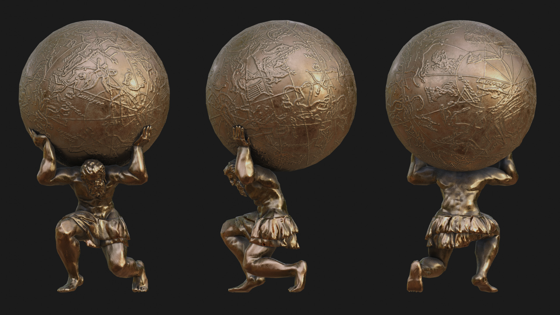 Atlas- man carrying sky Low-poly 3D model_1