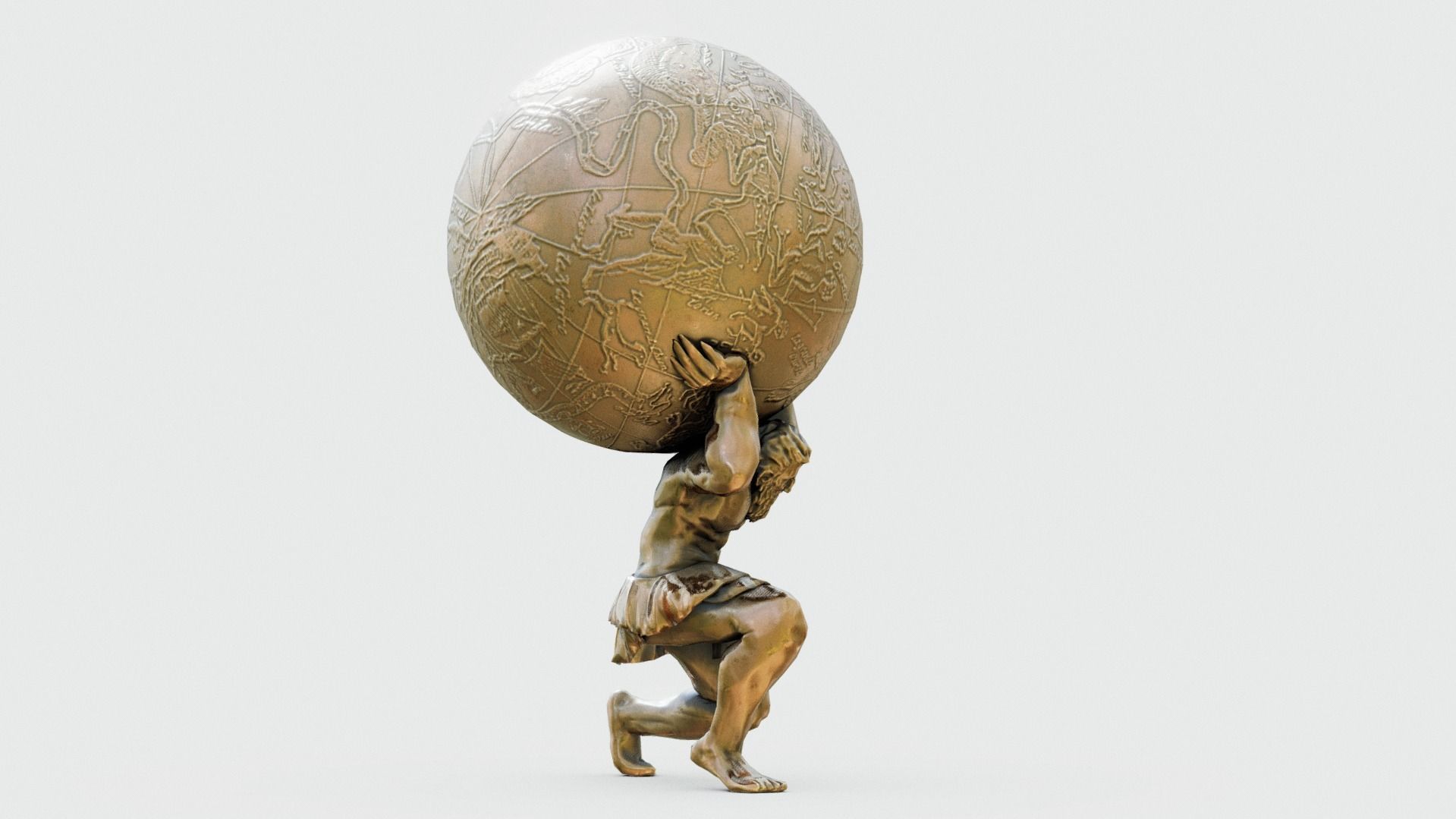 Atlas- man carrying sky Low-poly 3D model_10