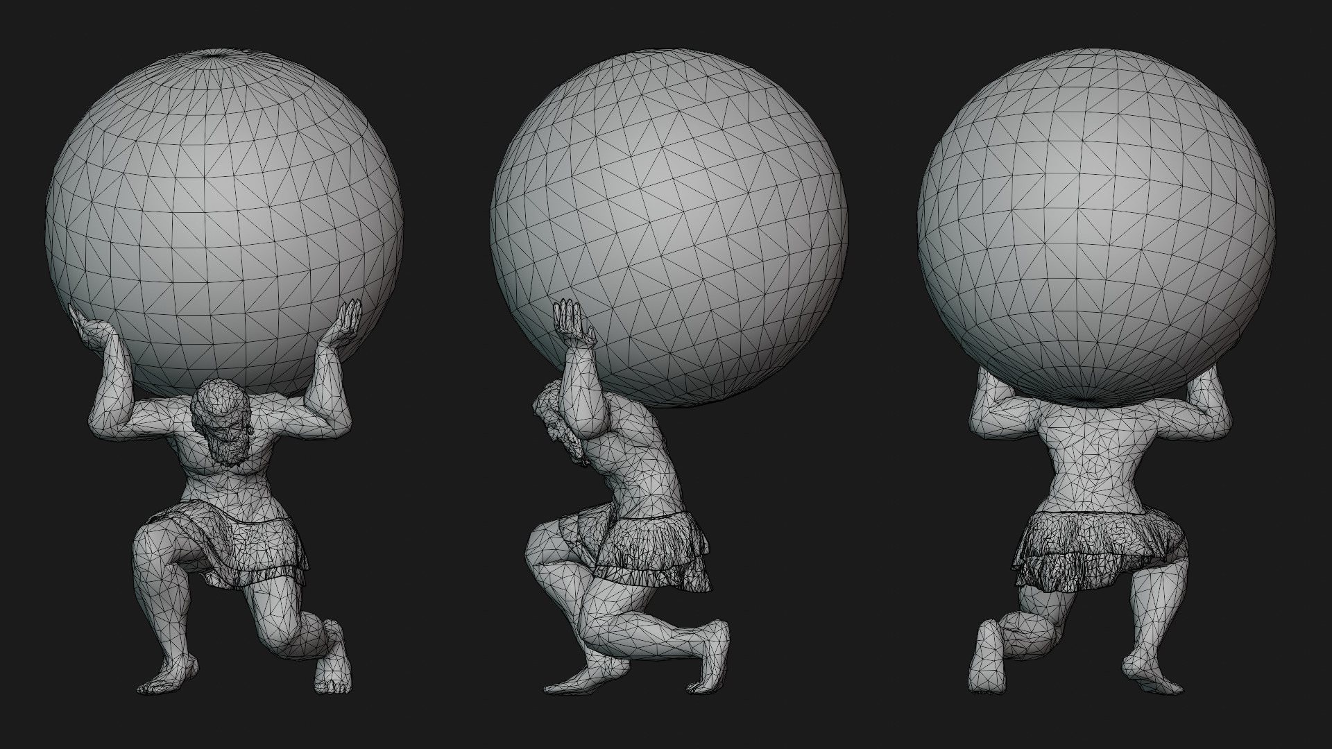 Atlas- man carrying sky Low-poly 3D model_4