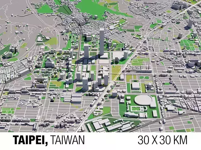 Taipei 30x30km City Map