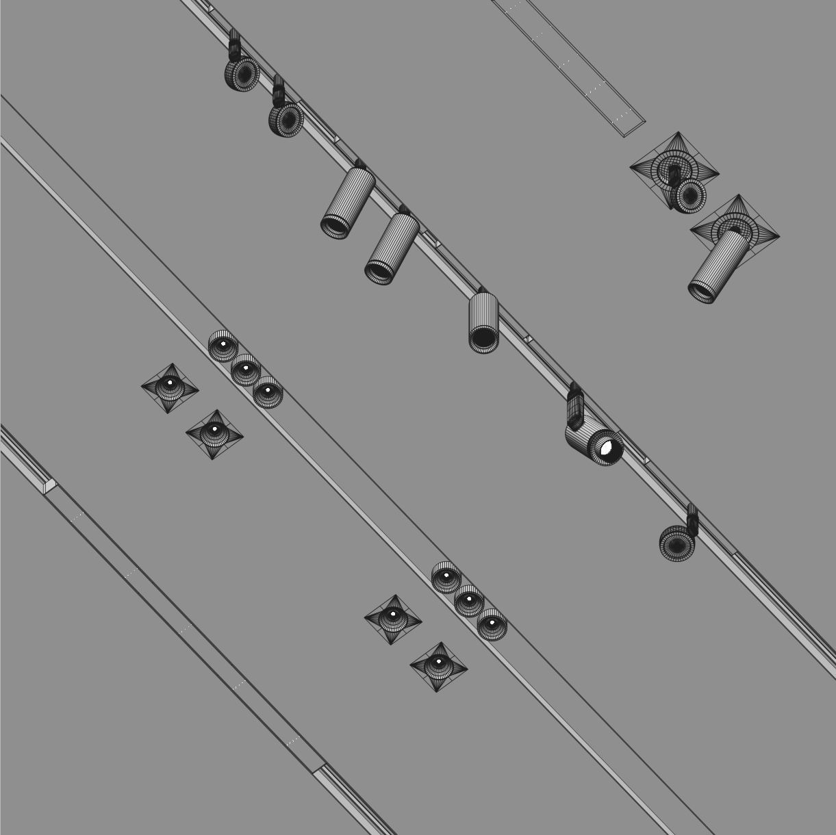 Light Set different lighting fixtures on wall 3D model_5