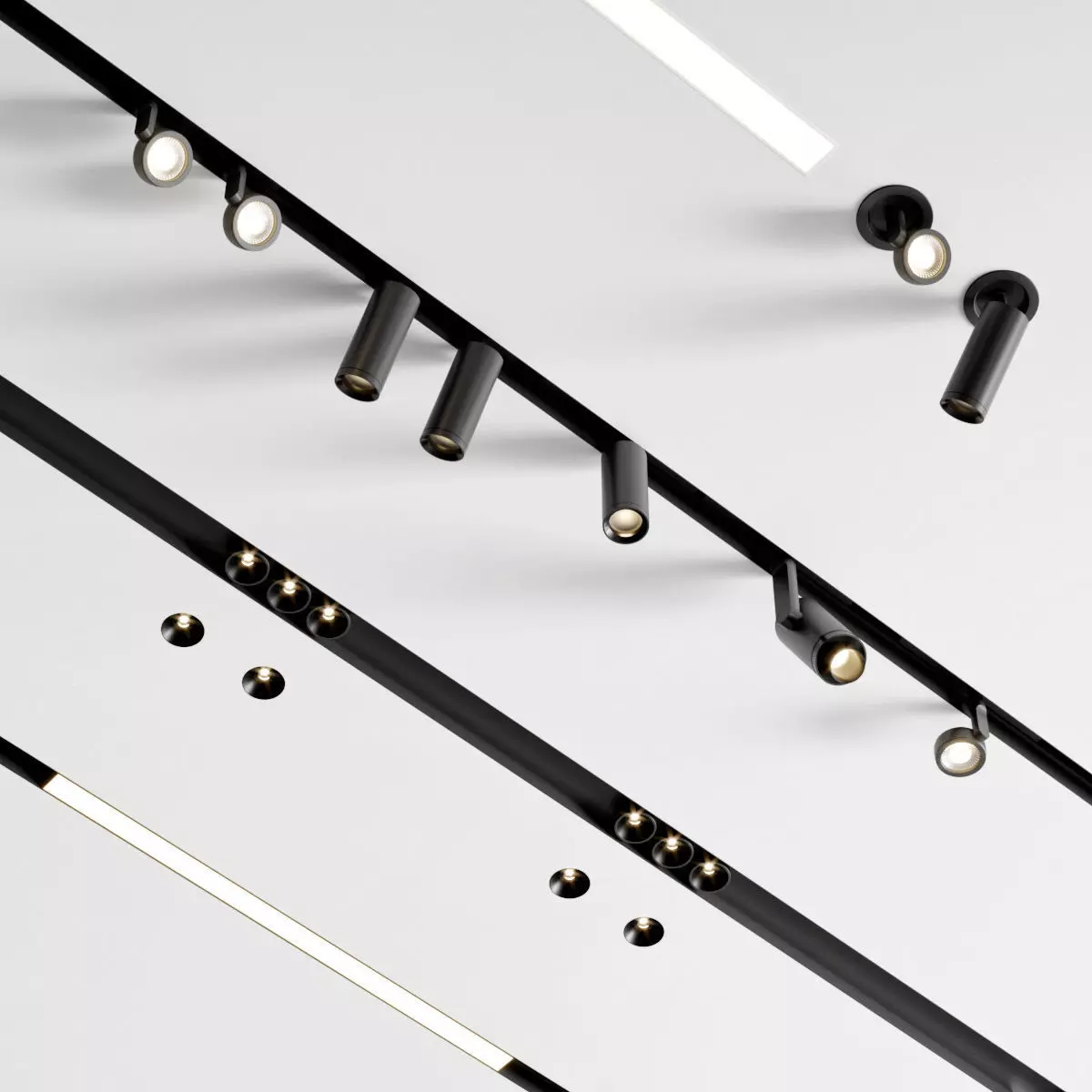 Light Set different lighting fixtures on wall 3D model_0