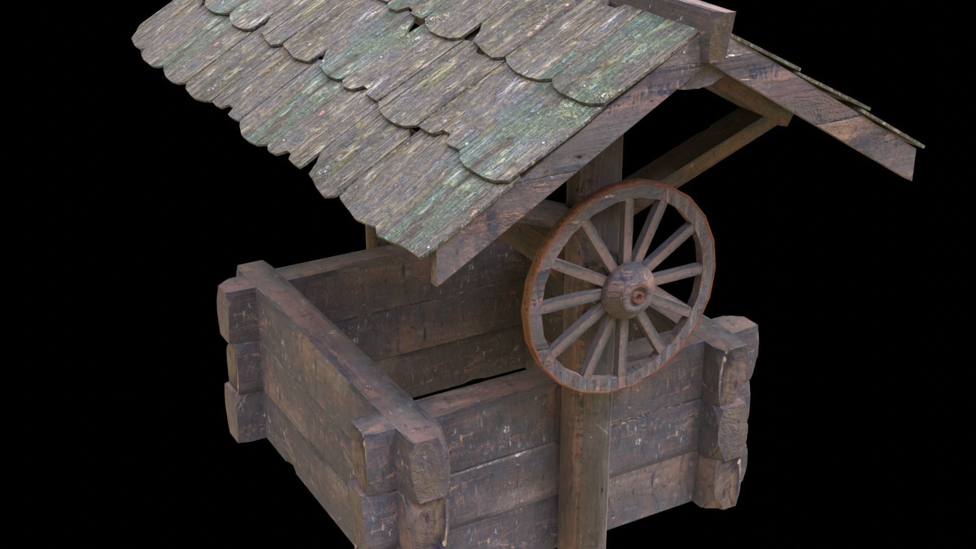 Old Well Game Ready Low-poly 3D model_4