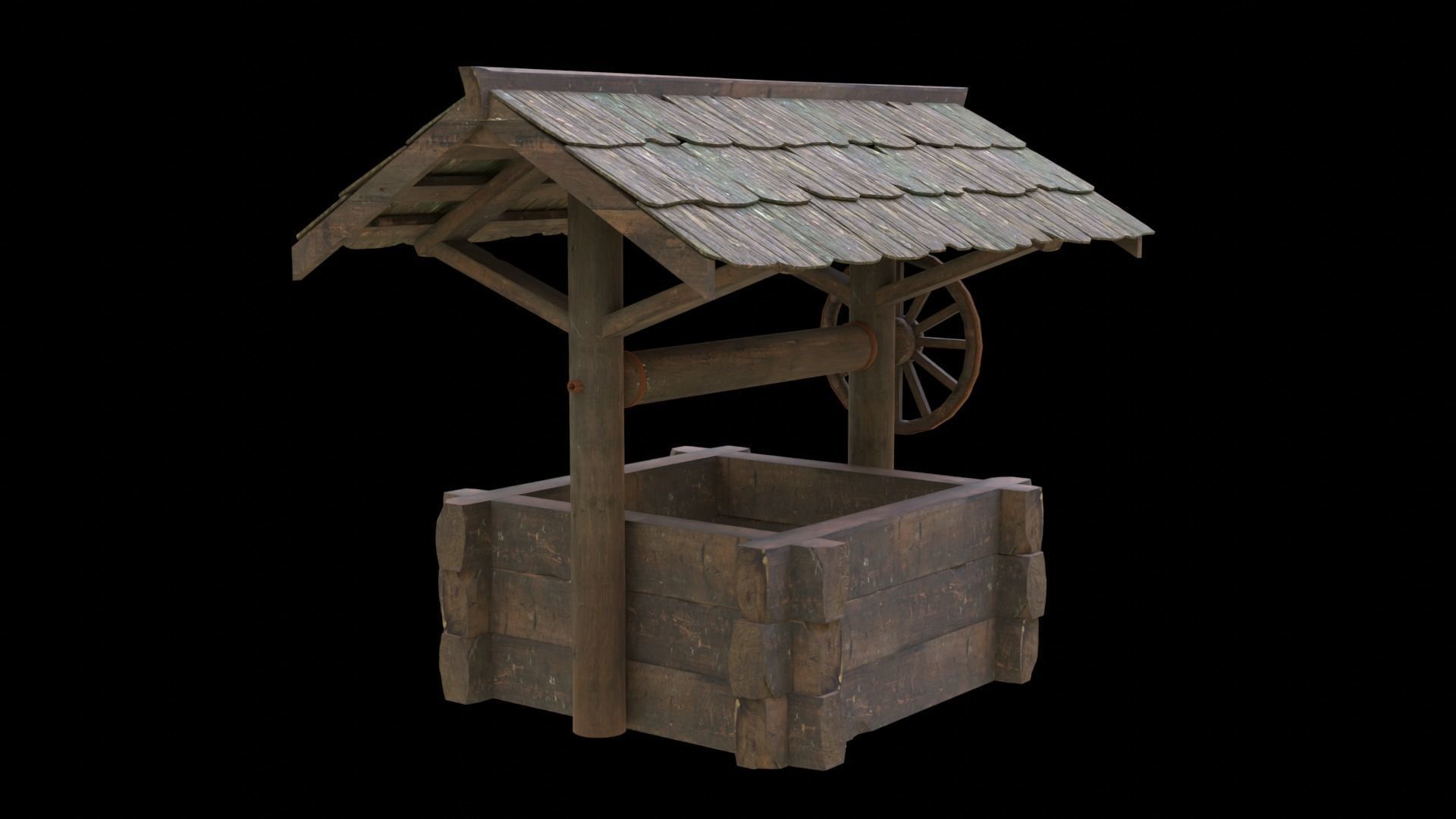 Old Well Game Ready Low-poly 3D model_1
