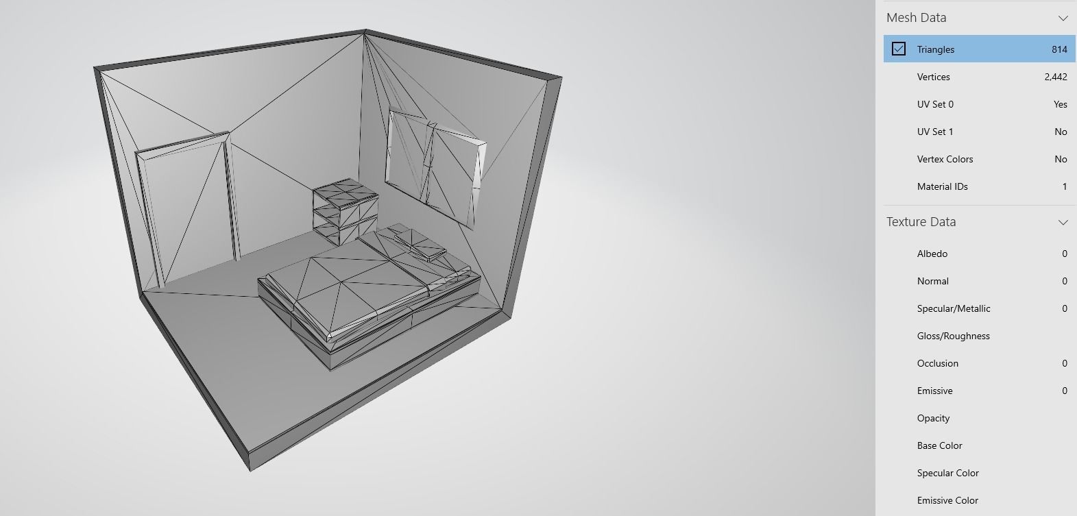The bedroom is isometric not textured Low-poly 3D model_5