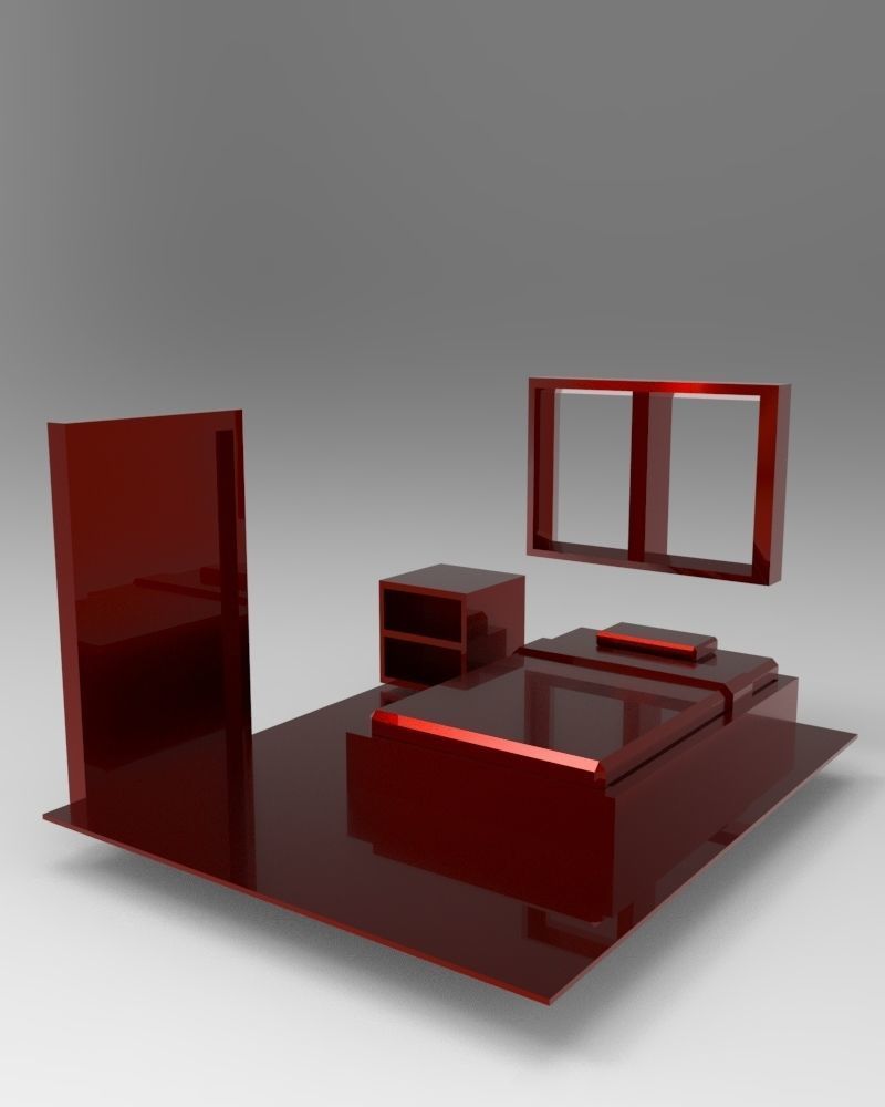 The bedroom is isometric not textured Low-poly 3D model_16