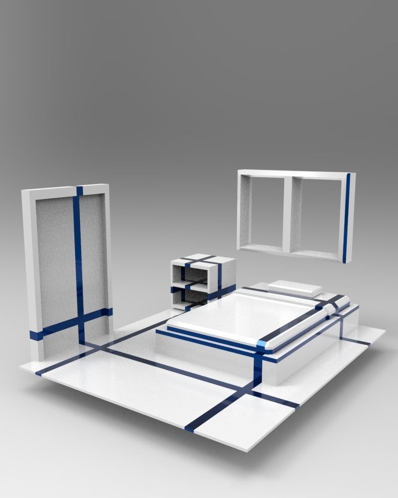 The bedroom is isometric not textured Low-poly 3D model_17