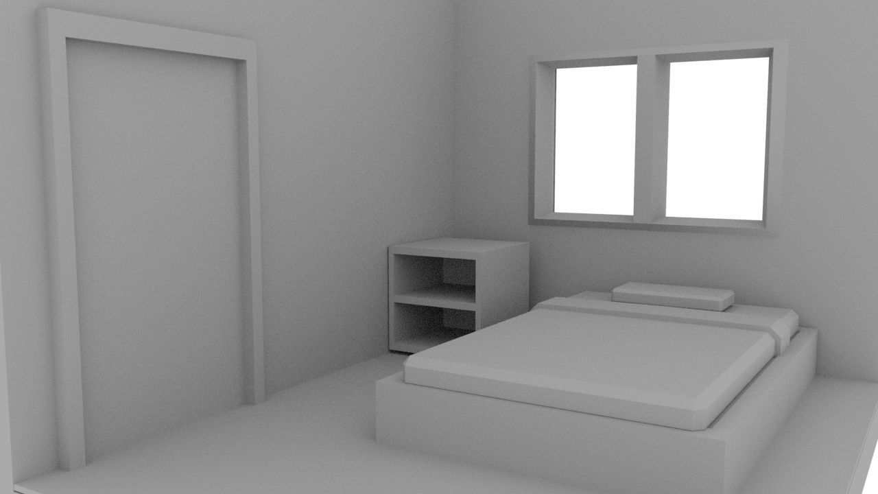 The bedroom is isometric not textured Low-poly 3D model_8