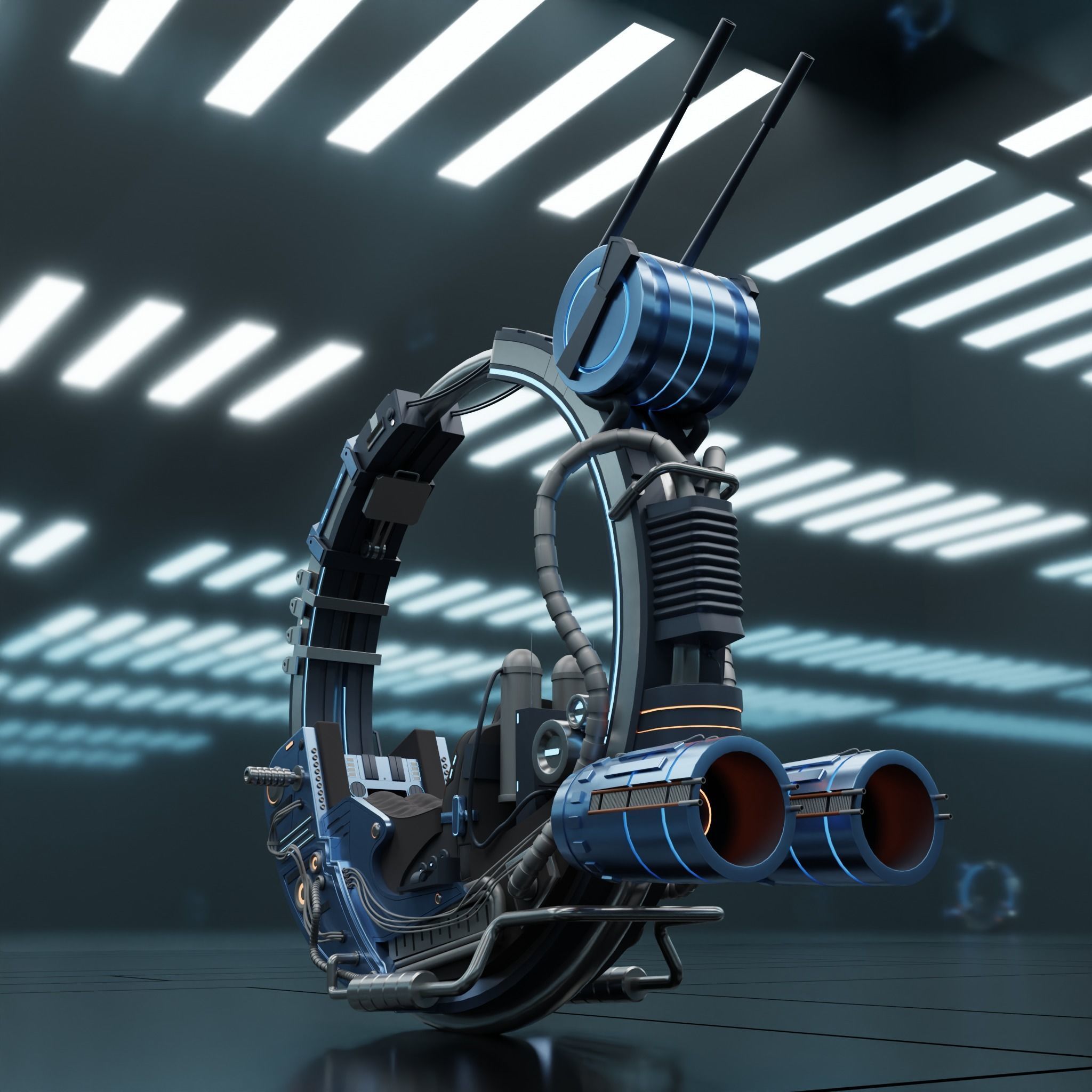 Sci-fi motorbike 3D model_2