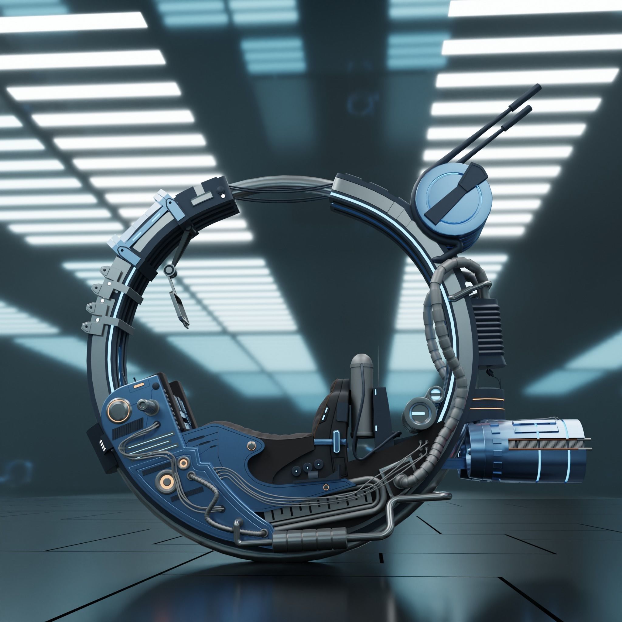 Sci-fi motorbike 3D model_1