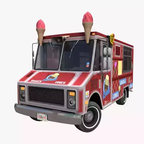 Icecream food truck Low-poly 3D model