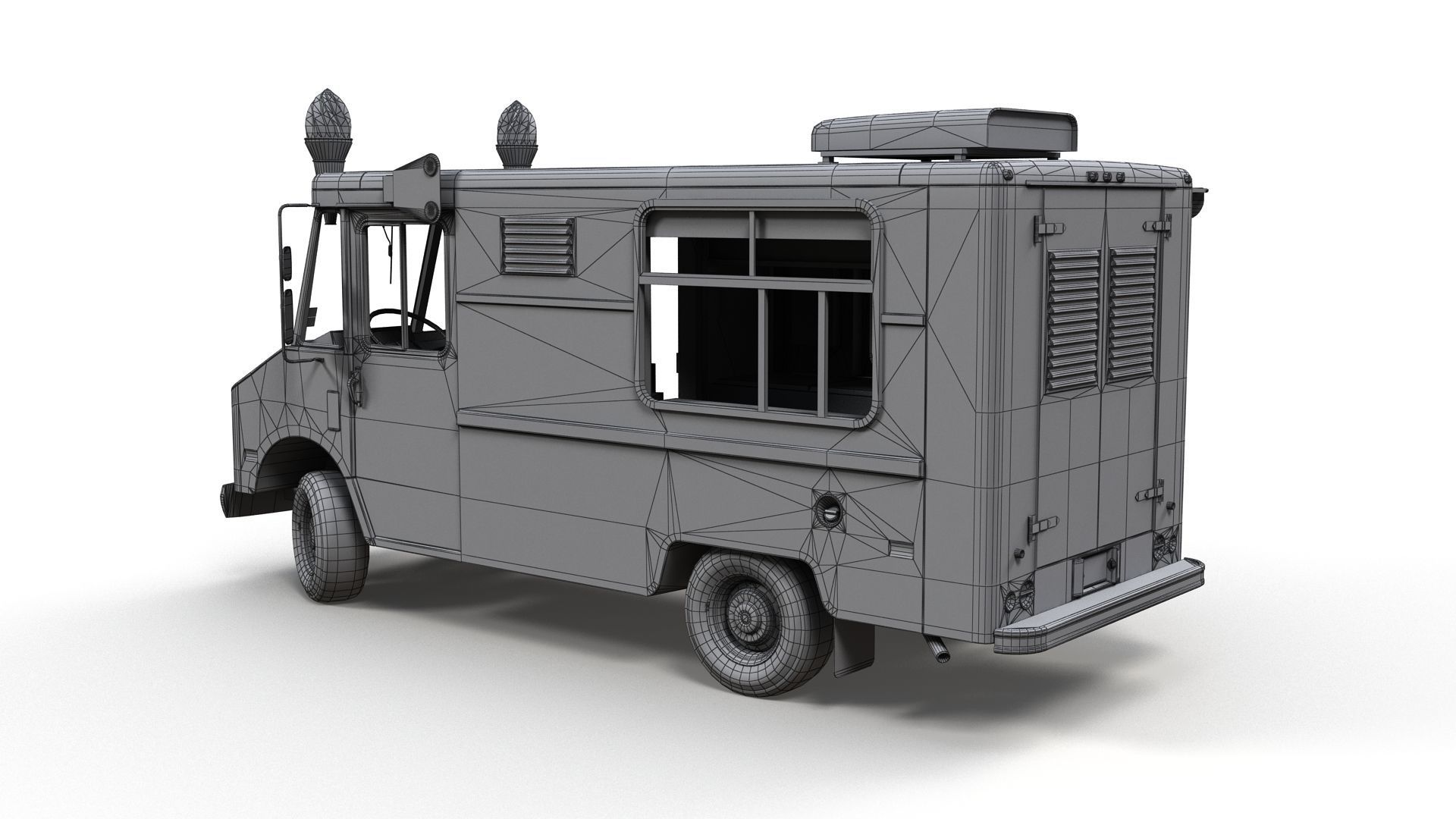 Icecream food truck Low-poly 3D model_13