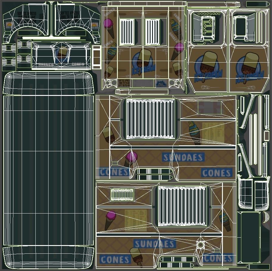 Icecream food truck Low-poly 3D model_44