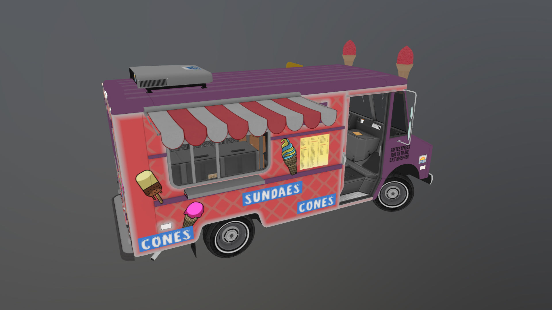 Icecream food truck Low-poly 3D model_39