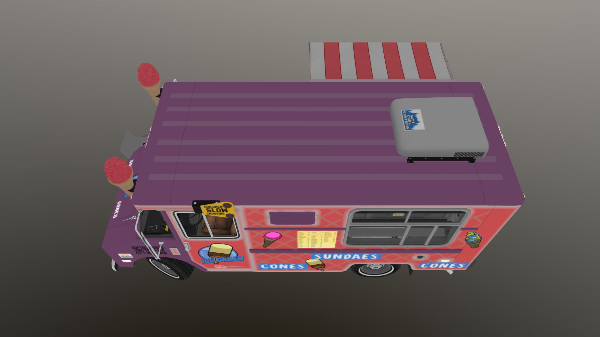 Icecream food truck Low-poly 3D model_40