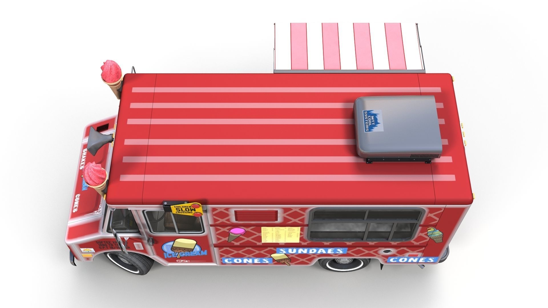 Icecream food truck Low-poly 3D model_6