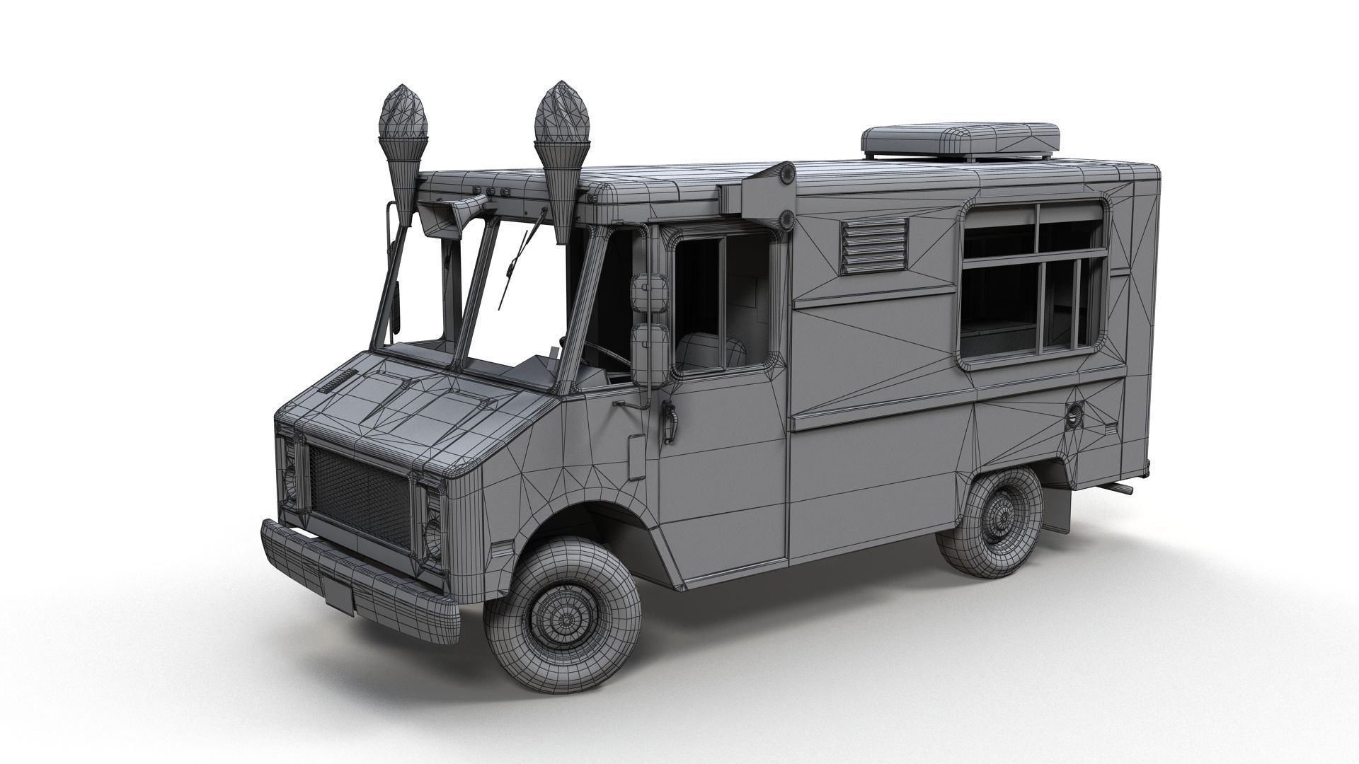 Icecream food truck Low-poly 3D model_10