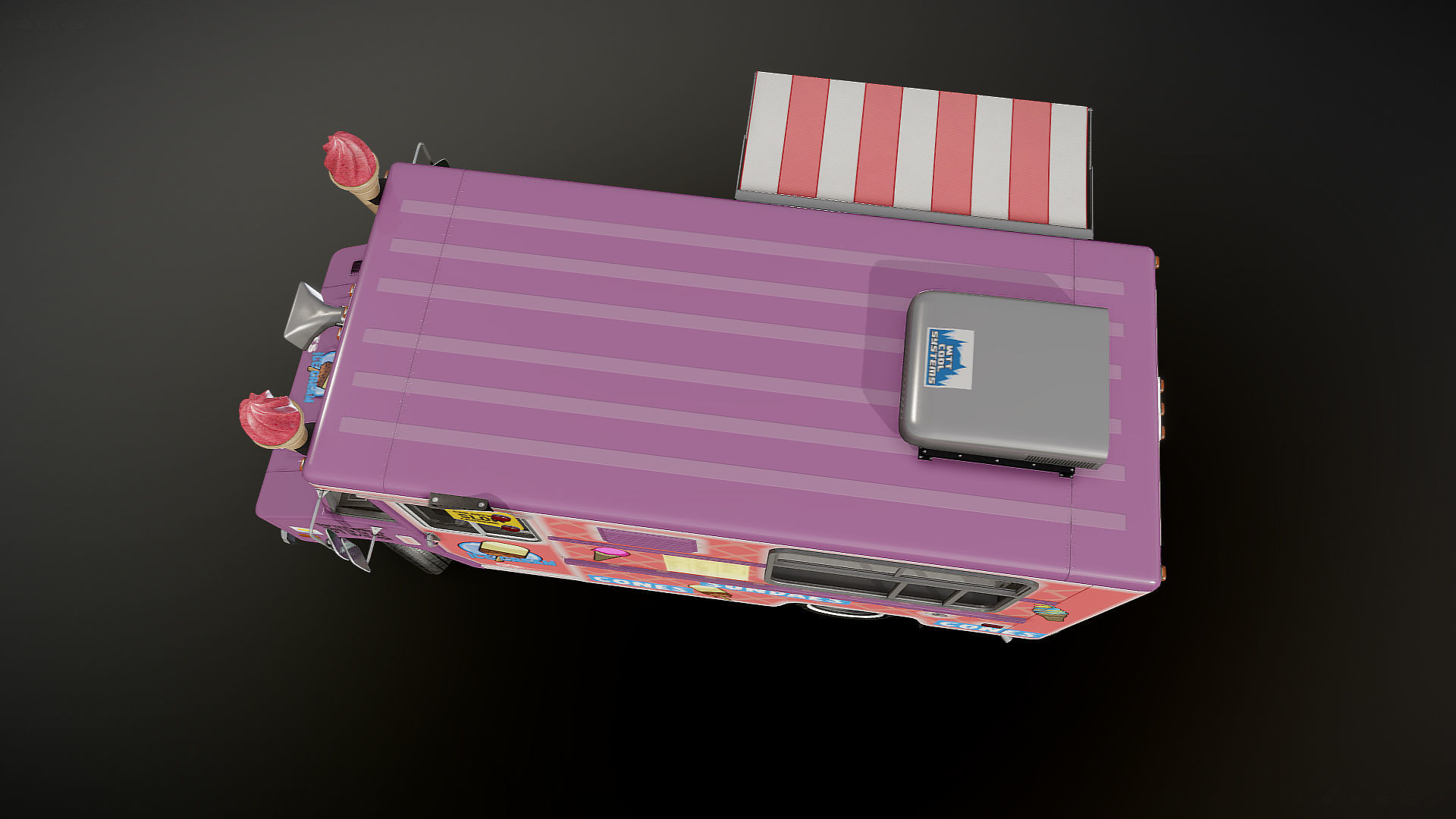 Icecream food truck Low-poly 3D model_23