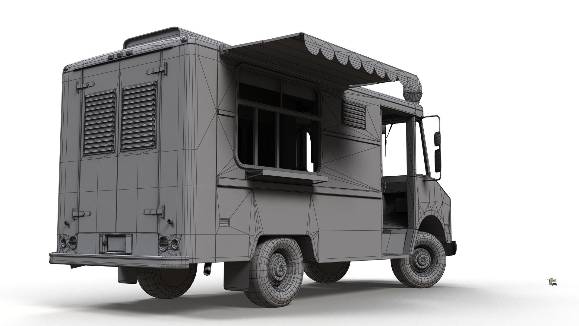 Icecream food truck Low-poly 3D model_15