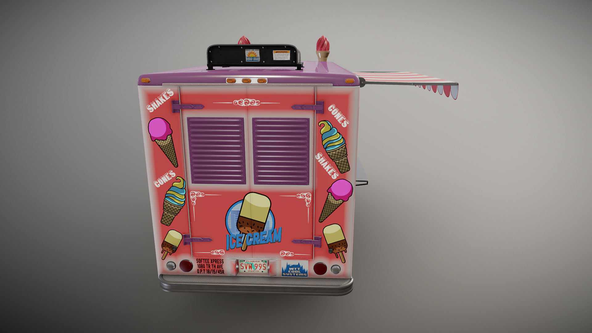 Icecream food truck Low-poly 3D model_27