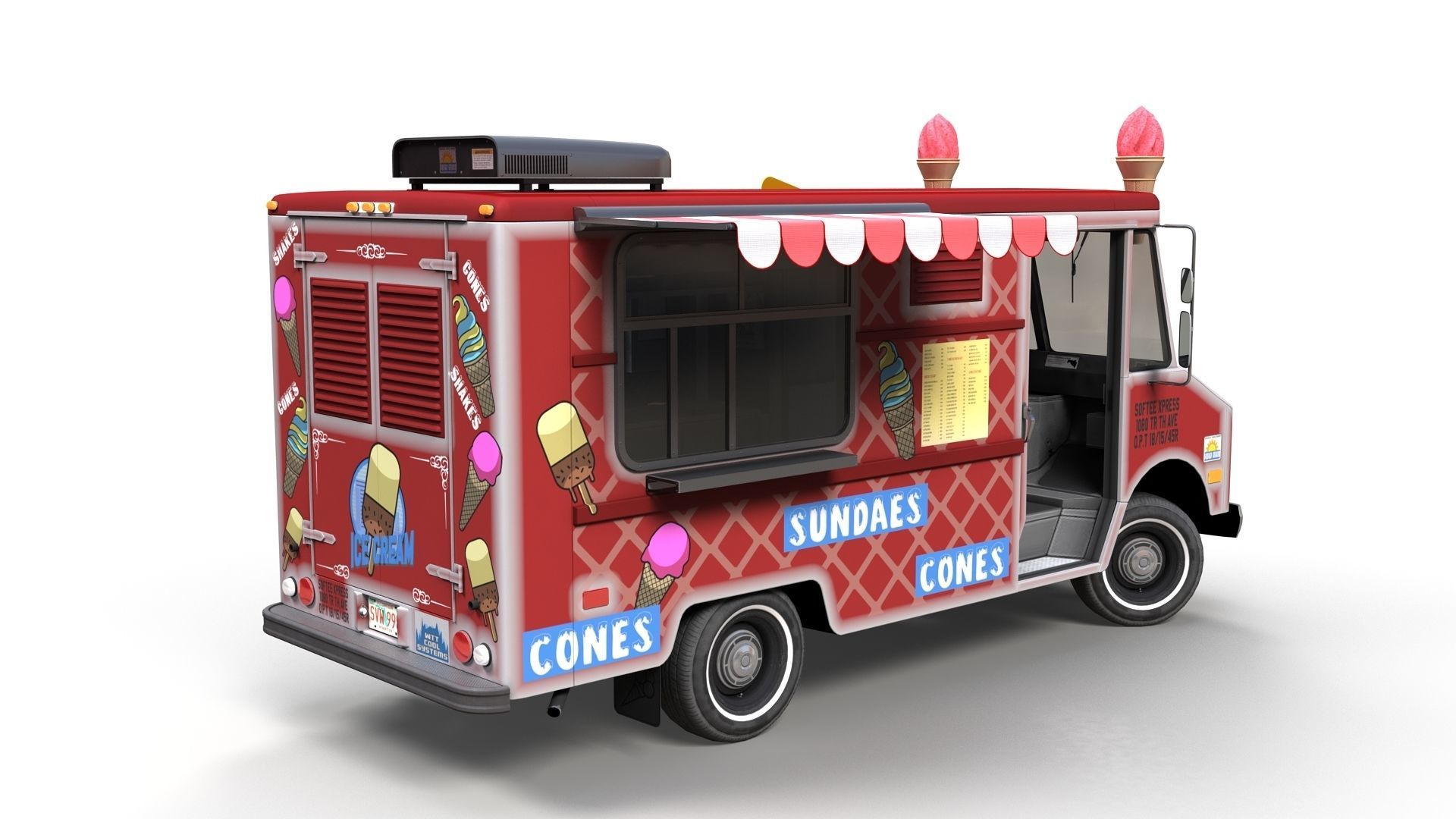 Icecream food truck Low-poly 3D model_3