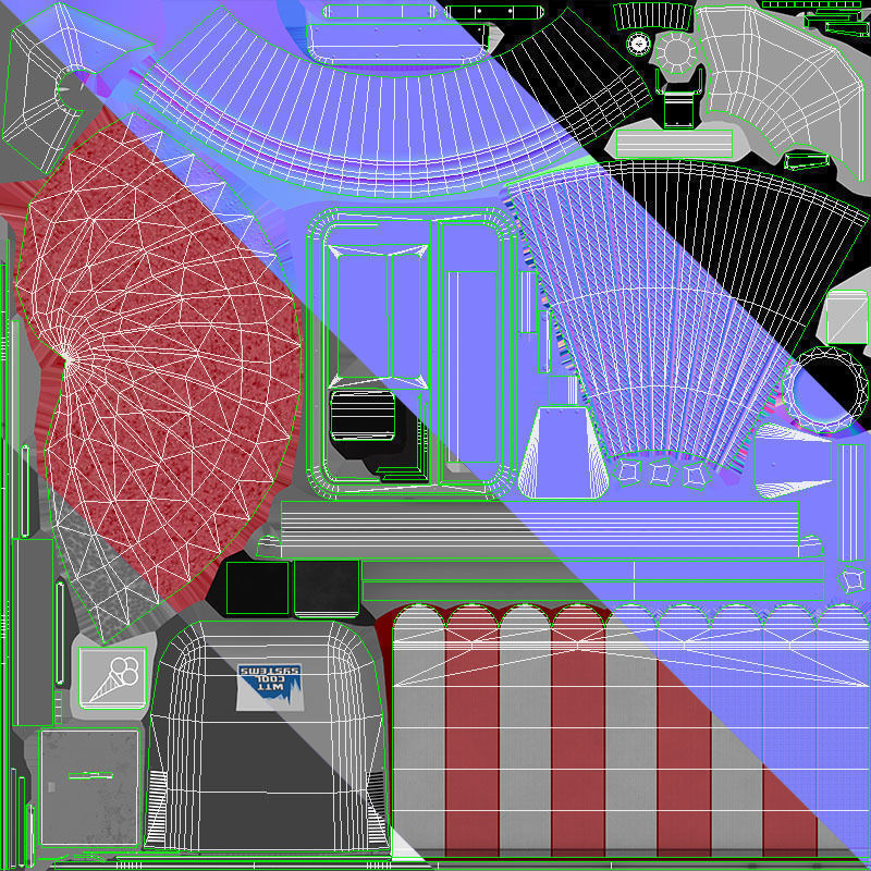 Icecream food truck Low-poly 3D model_48