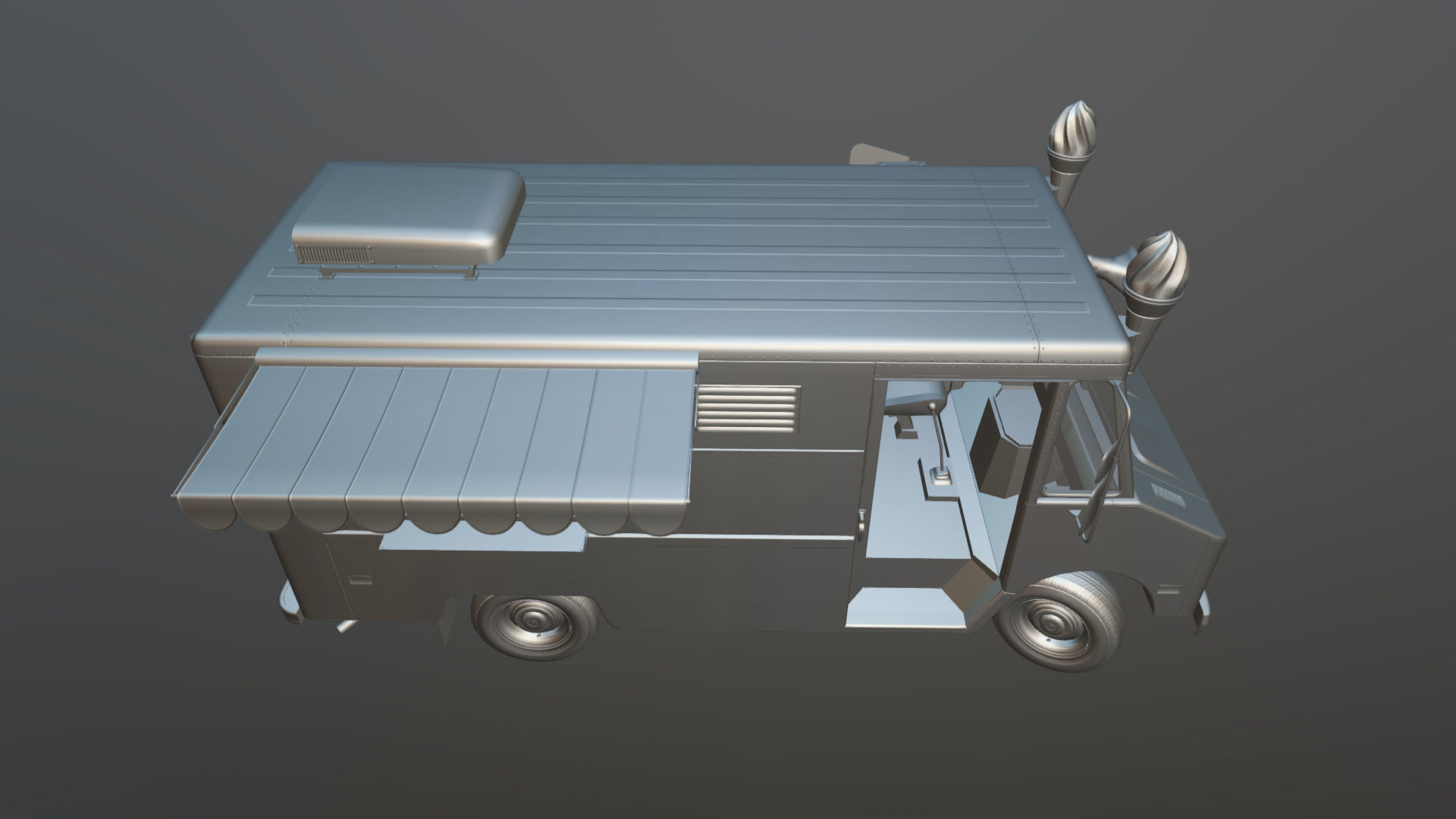 Icecream food truck Low-poly 3D model_37
