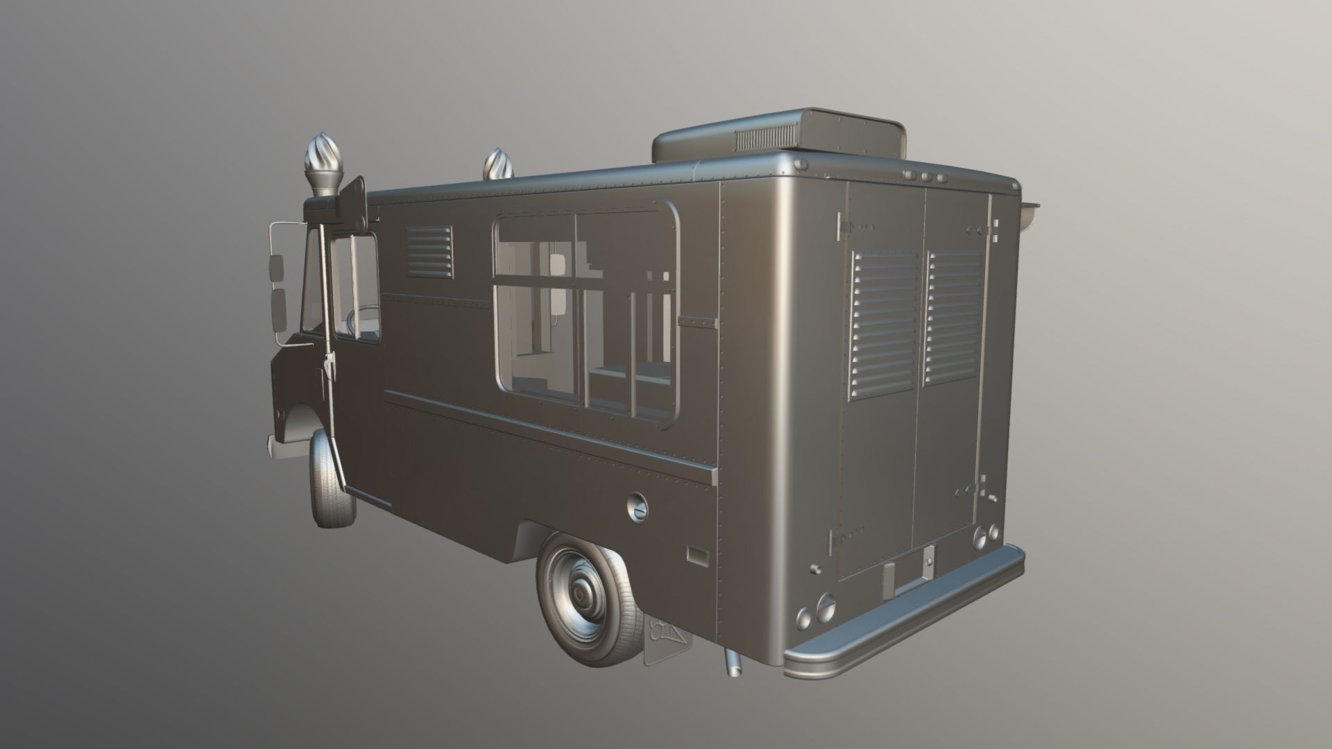 Icecream food truck Low-poly 3D model_35