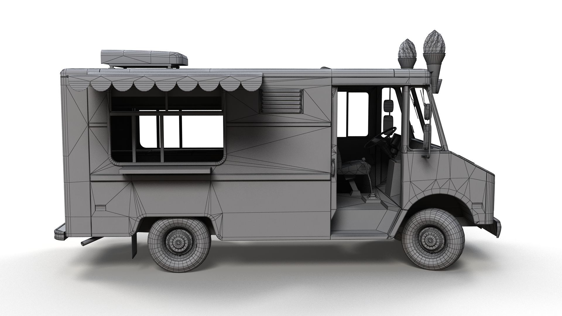 Icecream food truck Low-poly 3D model_17