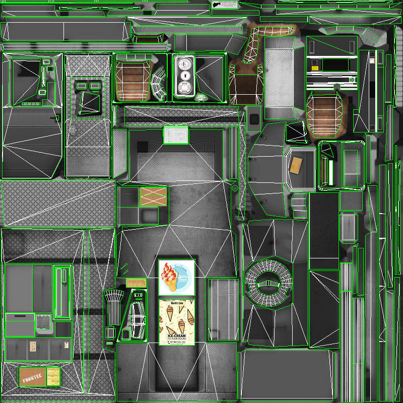 Icecream food truck Low-poly 3D model_47