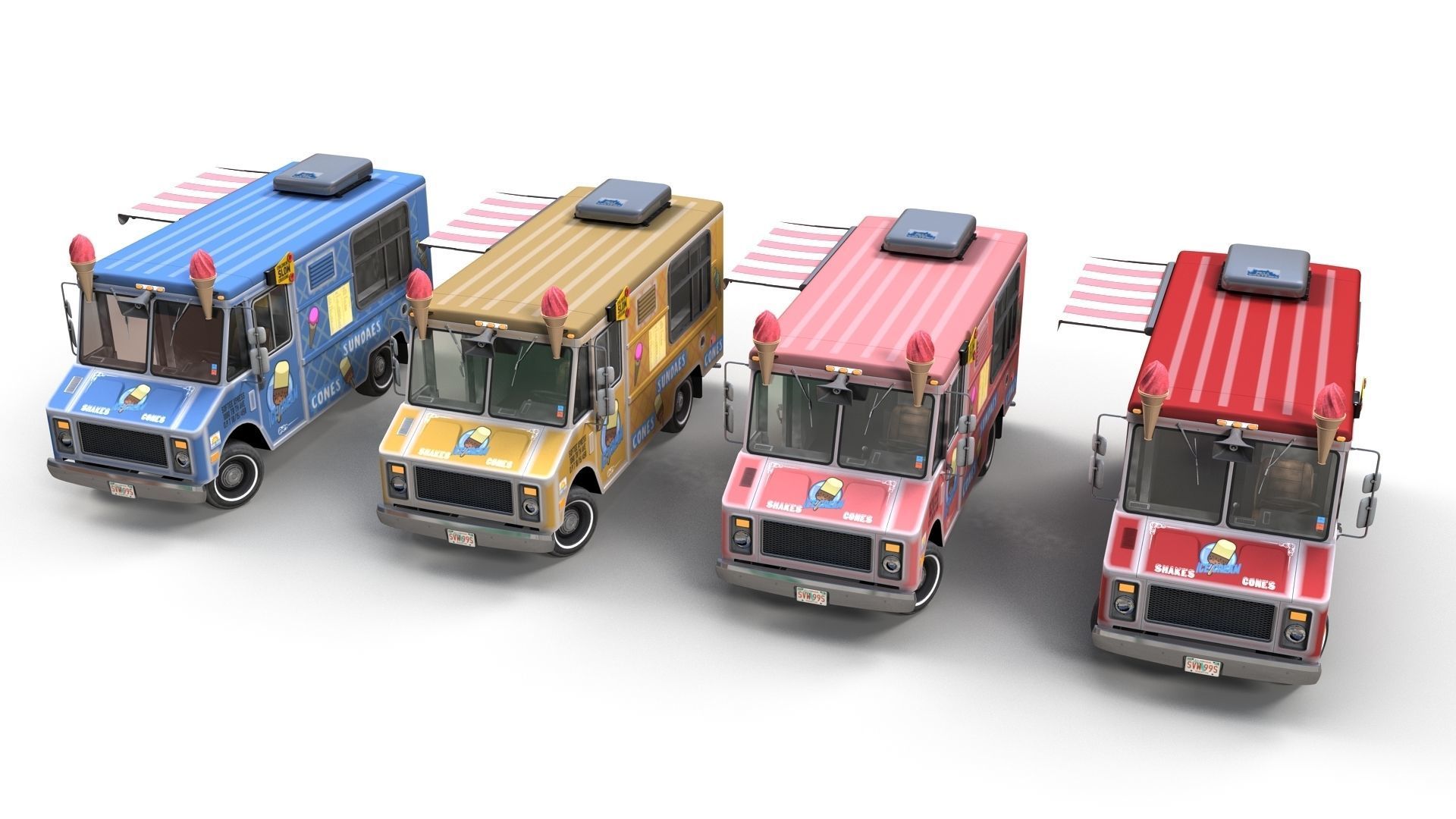 Icecream food truck Low-poly 3D model_1