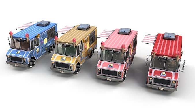 Icecream food truck Low-poly 3D model 2