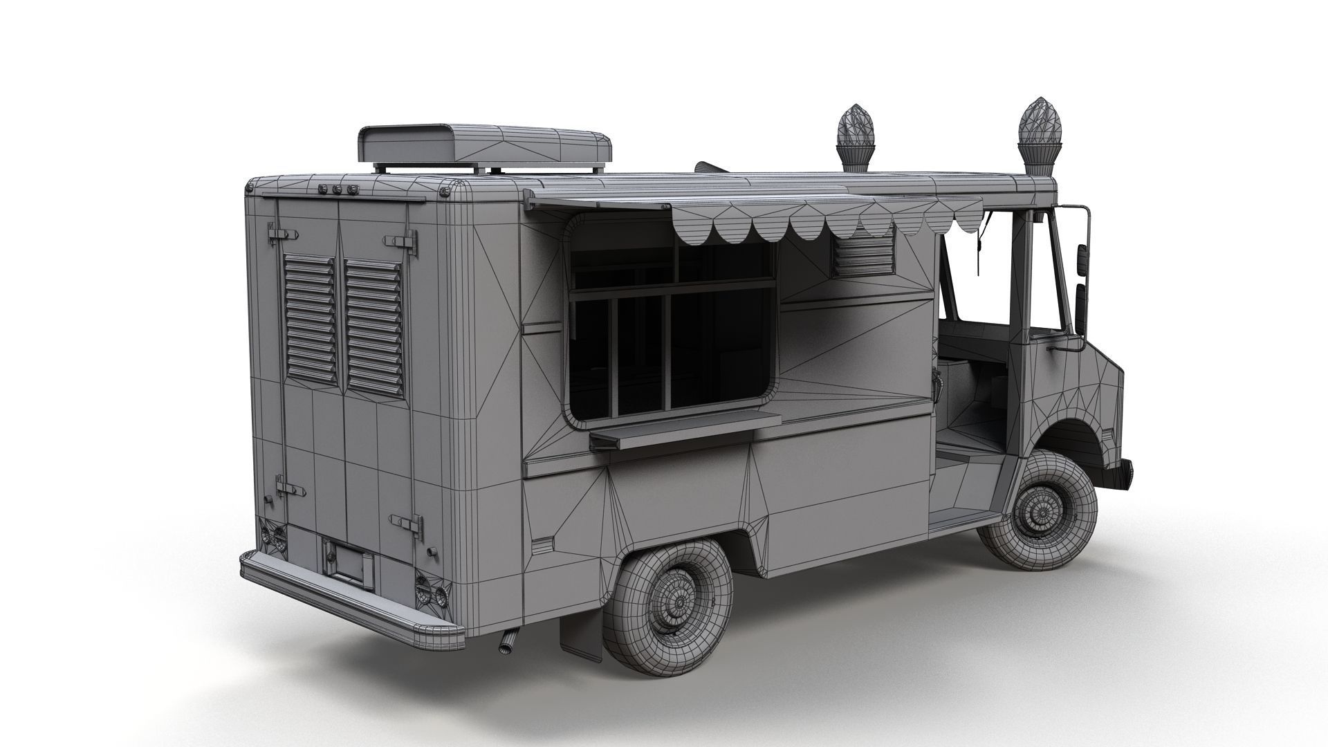 Icecream food truck Low-poly 3D model_11