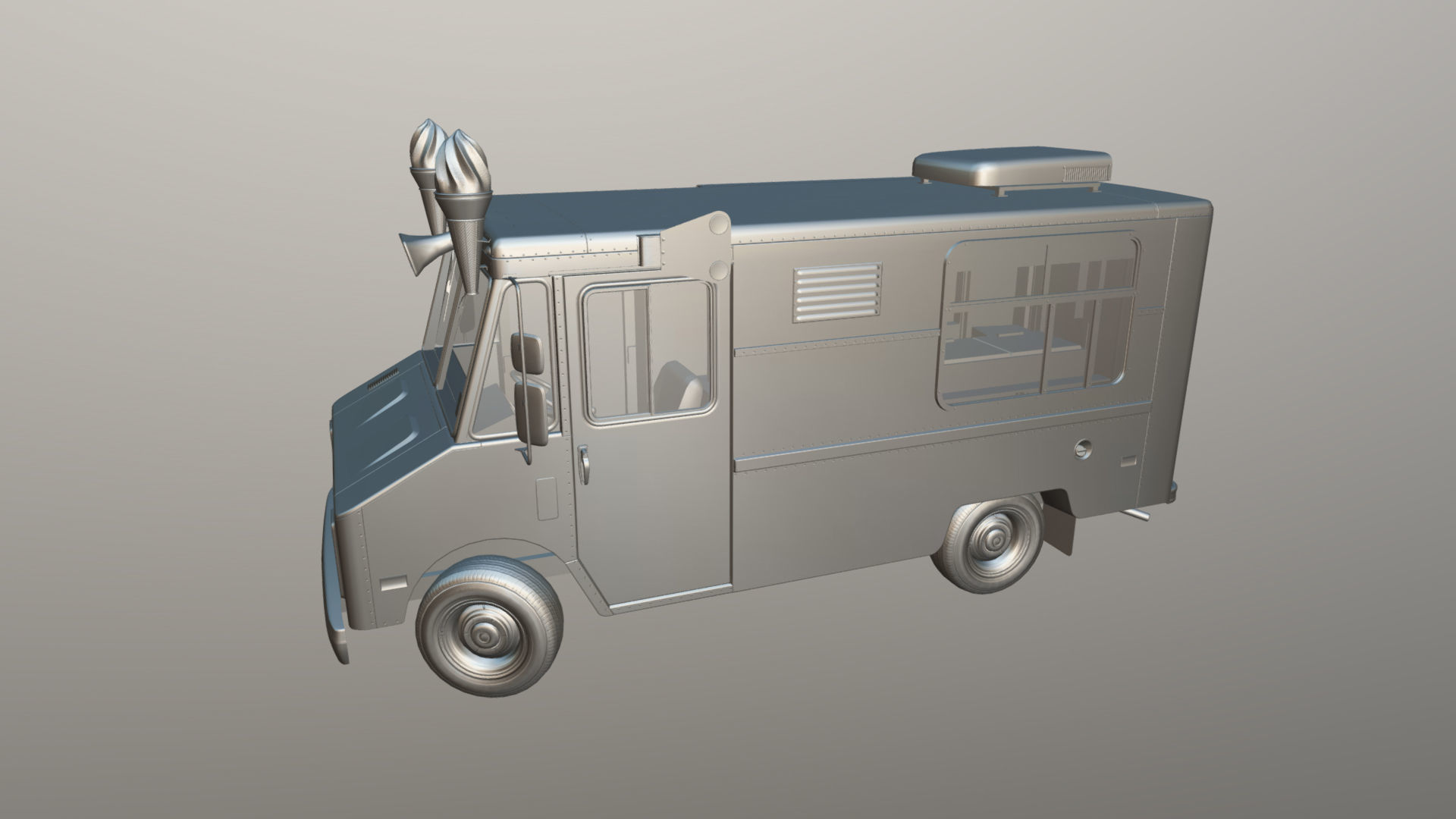 Icecream food truck Low-poly 3D model_34