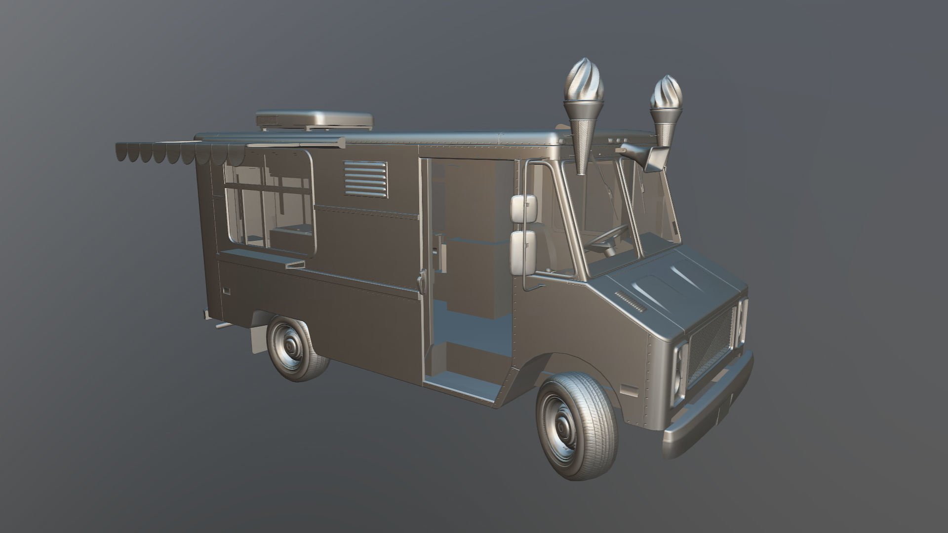 Icecream food truck Low-poly 3D model_33