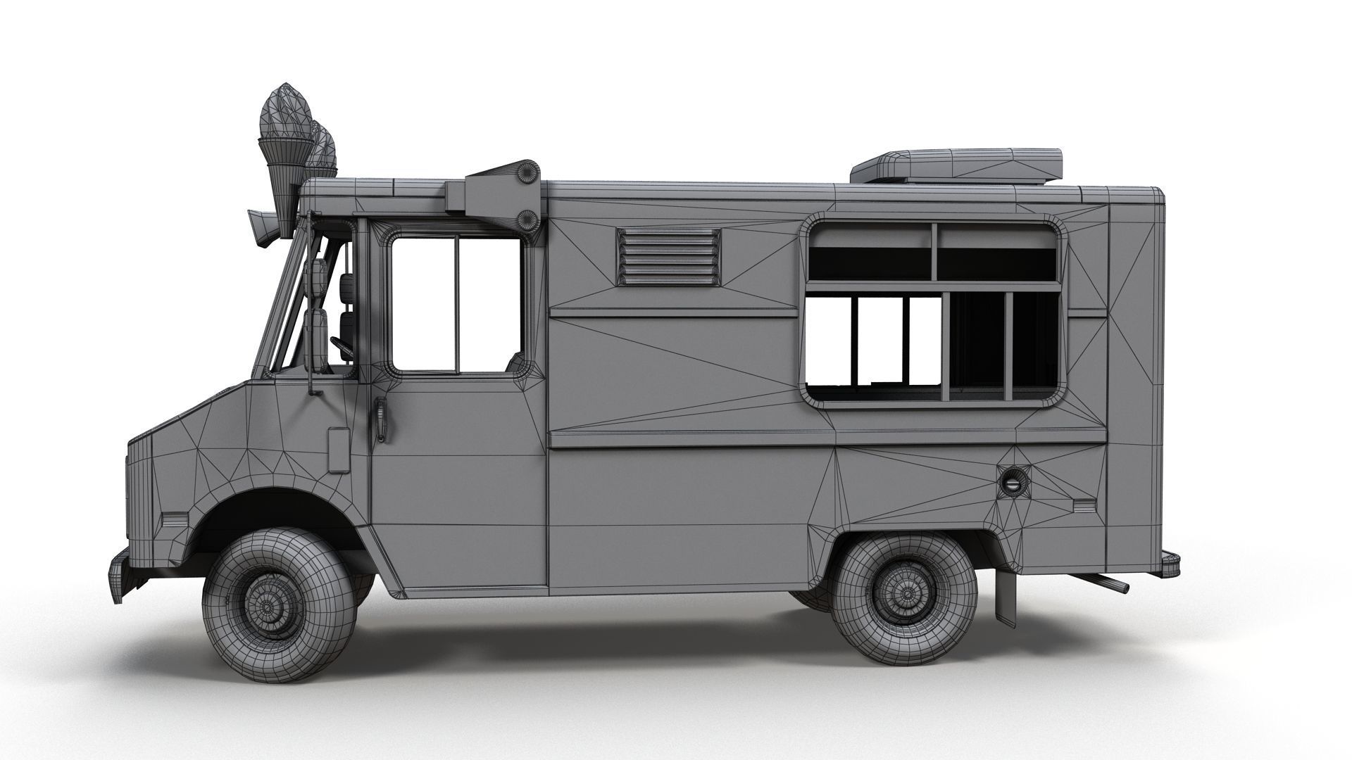 Icecream food truck Low-poly 3D model_16