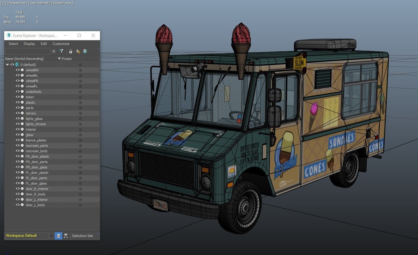 Icecream food truck Low-poly 3D model_41