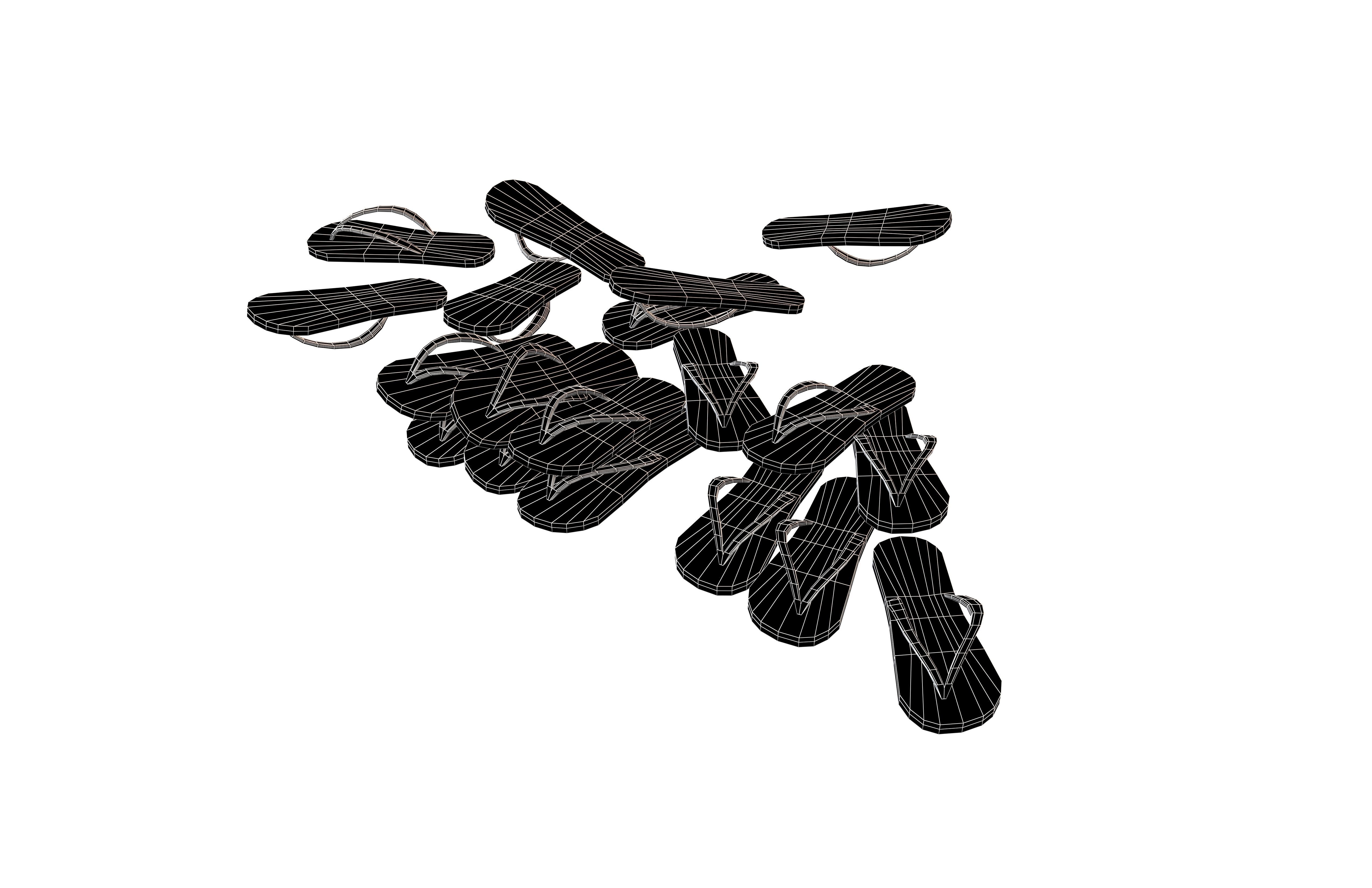 Flip Flops Pile v1 001 Low-poly 3D model_6
