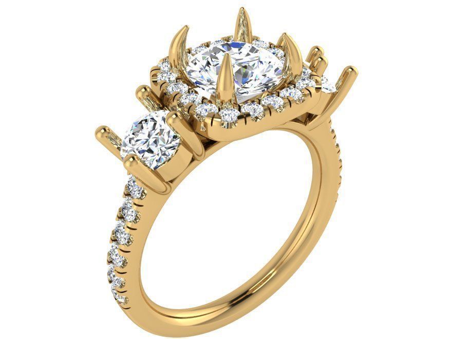 Adorable 3-Stone Diamond ring 2612 3D print model 3D print model_1