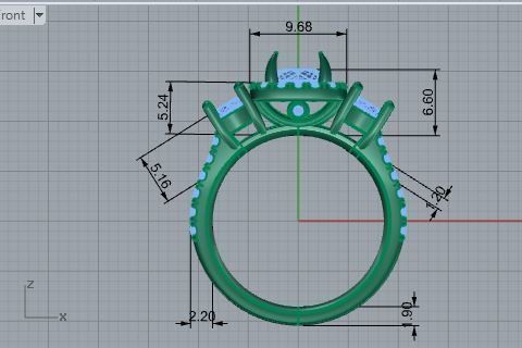 Adorable 3-Stone Diamond ring 2612 3D print model 3D print model_5