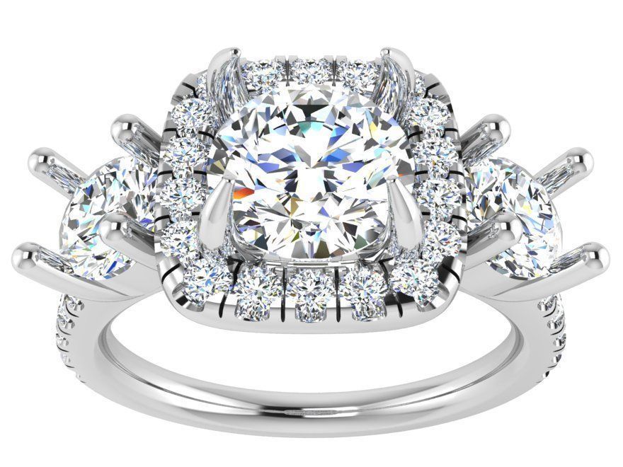 Adorable 3-Stone Diamond ring 2612 3D print model 3D print model_2