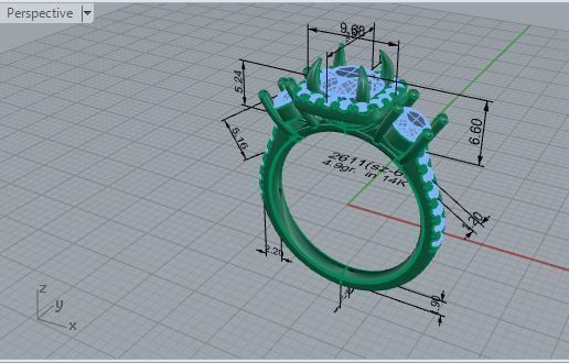 Adorable 3-Stone Diamond ring 2612 3D print model 3D print model_7