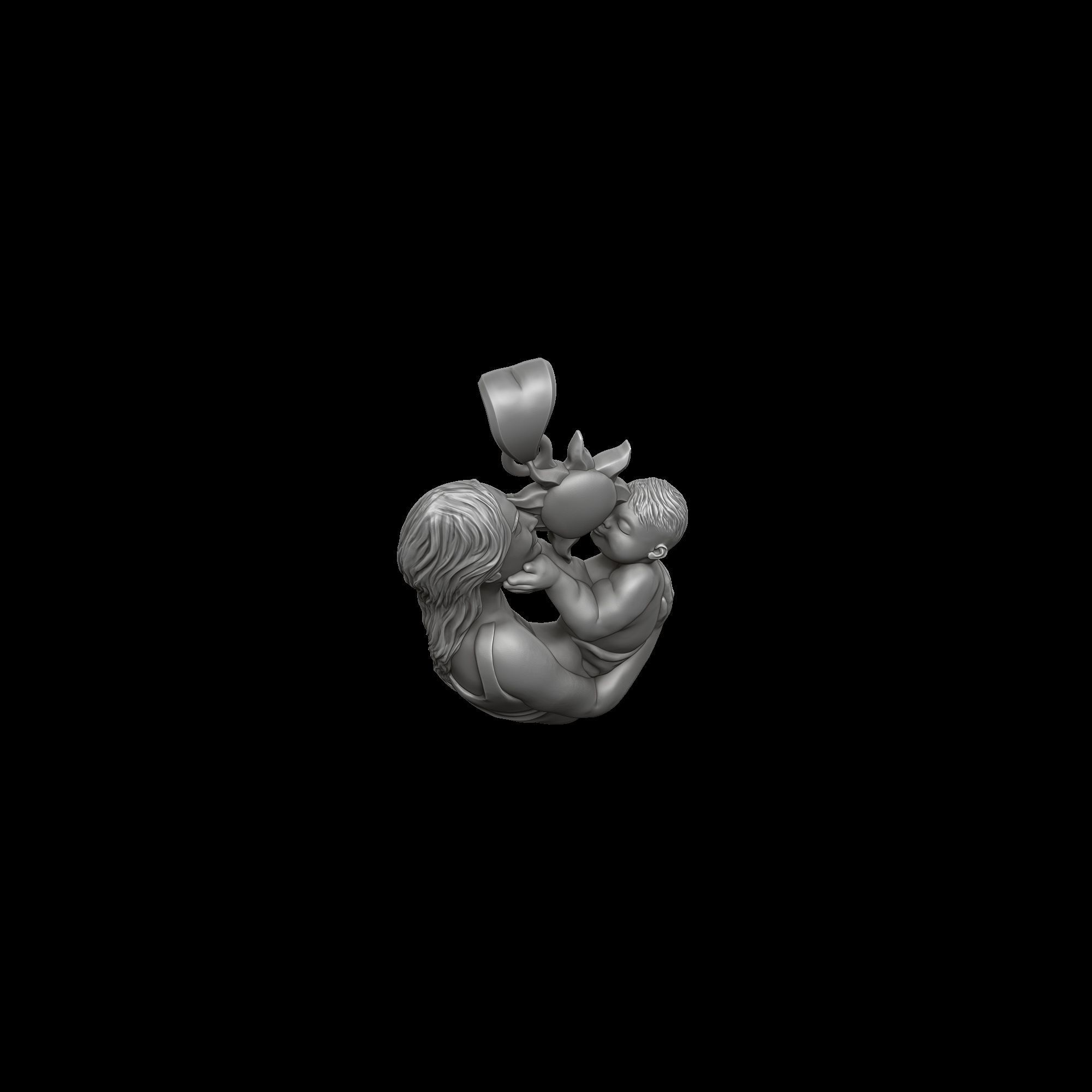 Mother Baby Pendant 3D print model_3